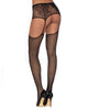 Dreamgirl style 0394 Fishnet & Lace Garter Pantyhose with Knitted Scallop Lace Design